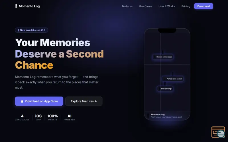 Screenshot of Momento Log — Your Places RememberForYou