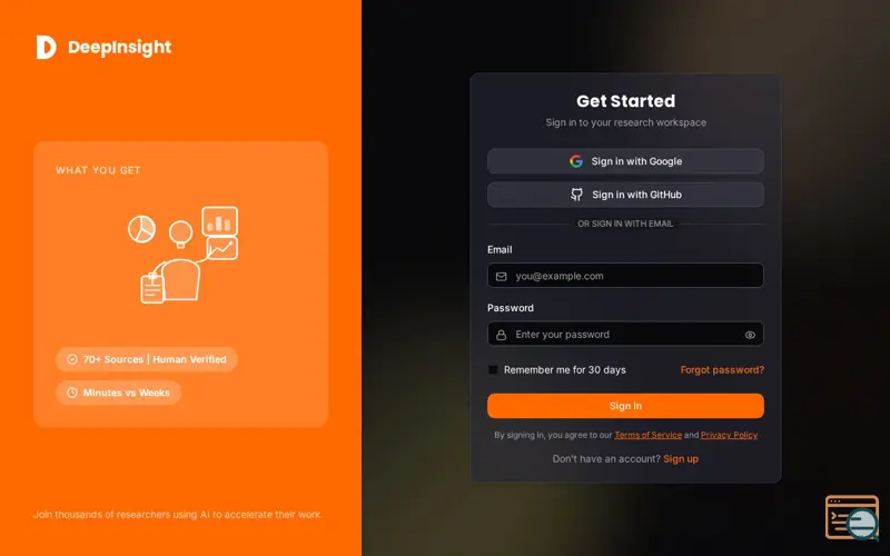 Screenshot of DeepInsight Platform