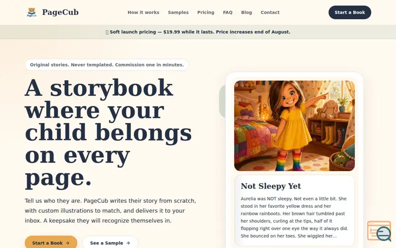 Screenshot of PageCub