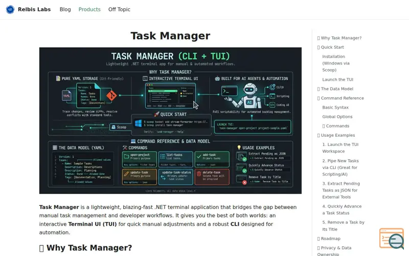 Screenshot of Task Manager by Relbis Labs