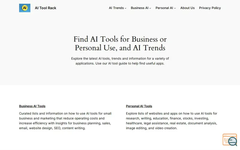 Screenshot of AI Tool Rack