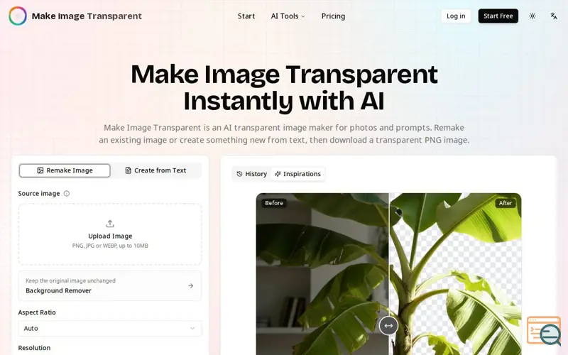 Screenshot of Make Image Transparent