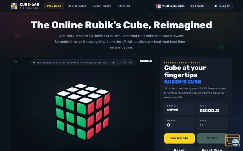 Screenshot of CUBE·LAB, a launch using DNSoE
