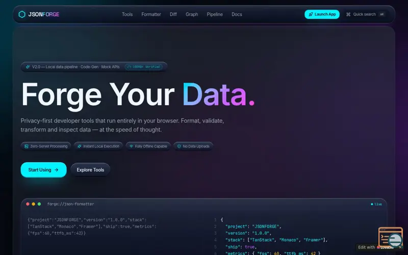 Screenshot of JSONFORGE