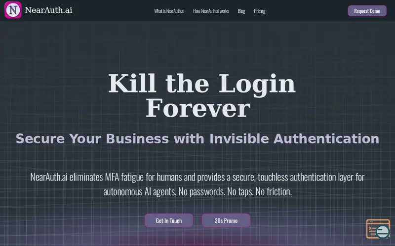 Screenshot of NearAuth.ai: Touchless Authentication