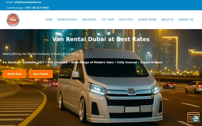 Screenshot of Van rental Dubai offer by AAli bus rent