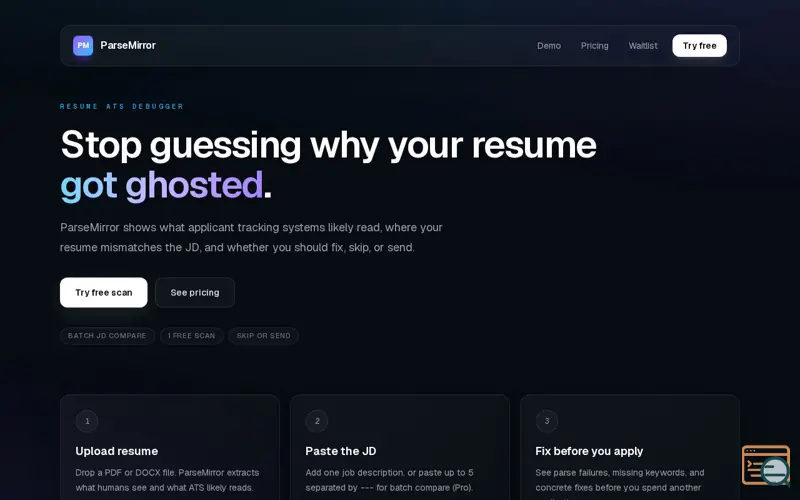 Screenshot of ParseMirror
