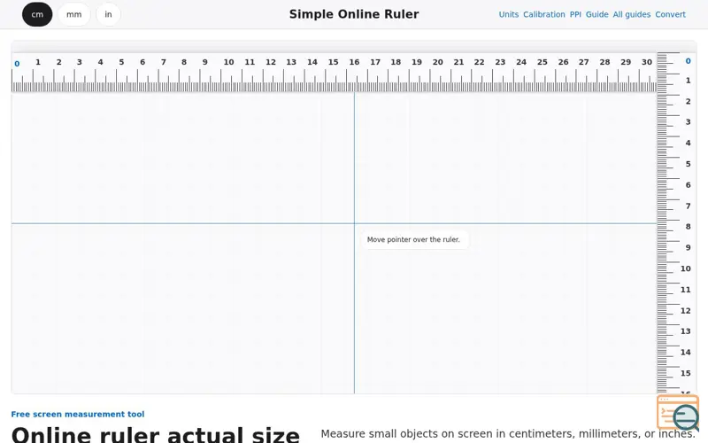 Screenshot of Simple Online Ruler