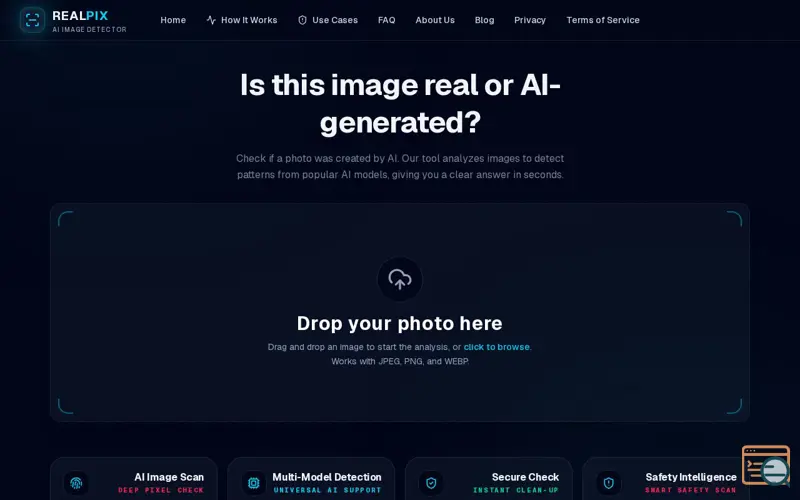 Screenshot of RealPix: AI Image Detector