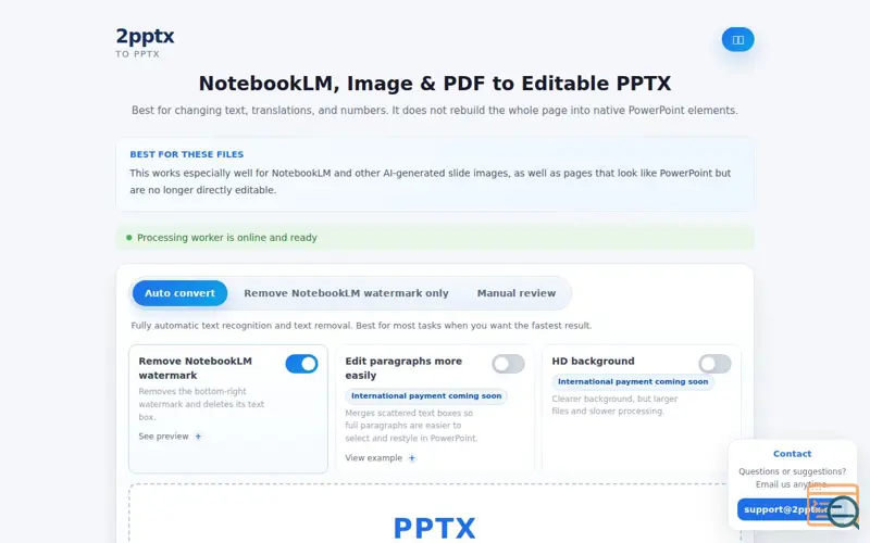Screenshot of 2pptx, a launch using Baidu Tongji