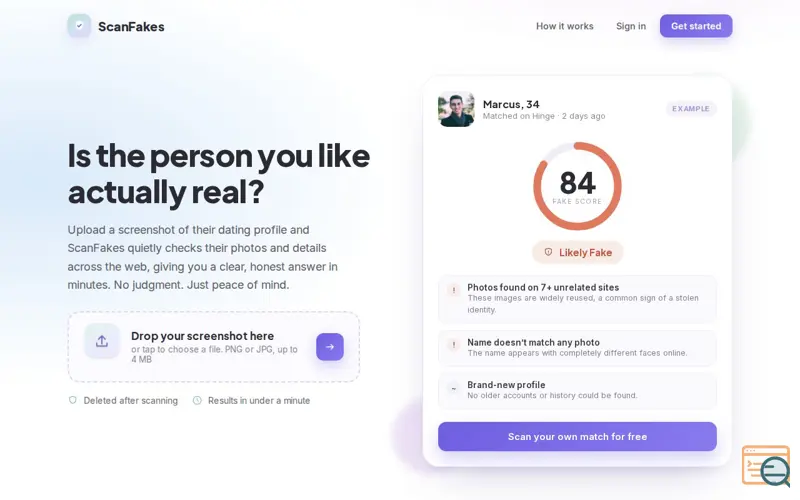 Screenshot of ScanFakes