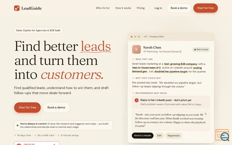 Screenshot of LeadGuide