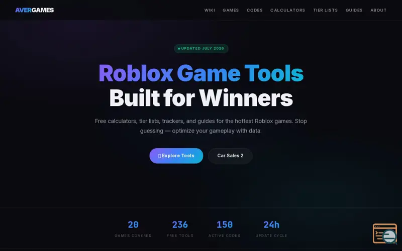 Screenshot of AverGames Free Roblox Games Calculators 