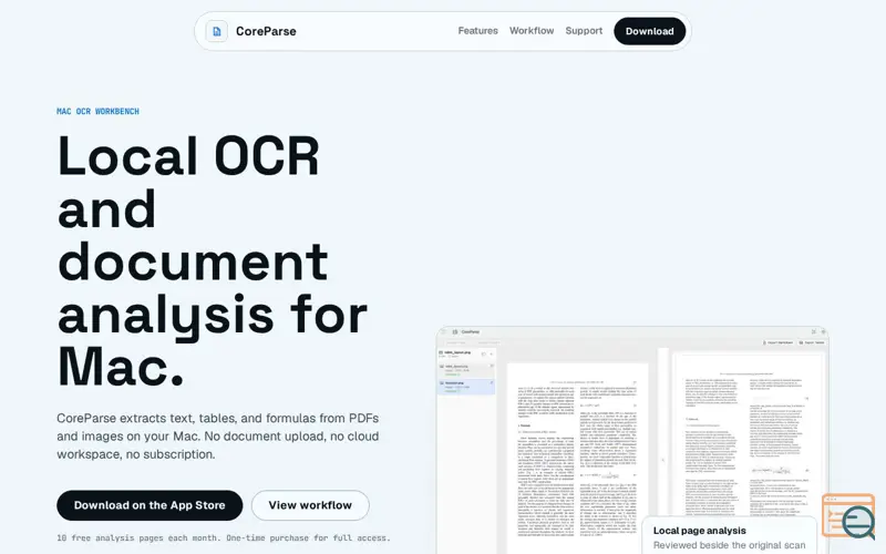 Screenshot of CoreParse - Local document intelligence for Mac
