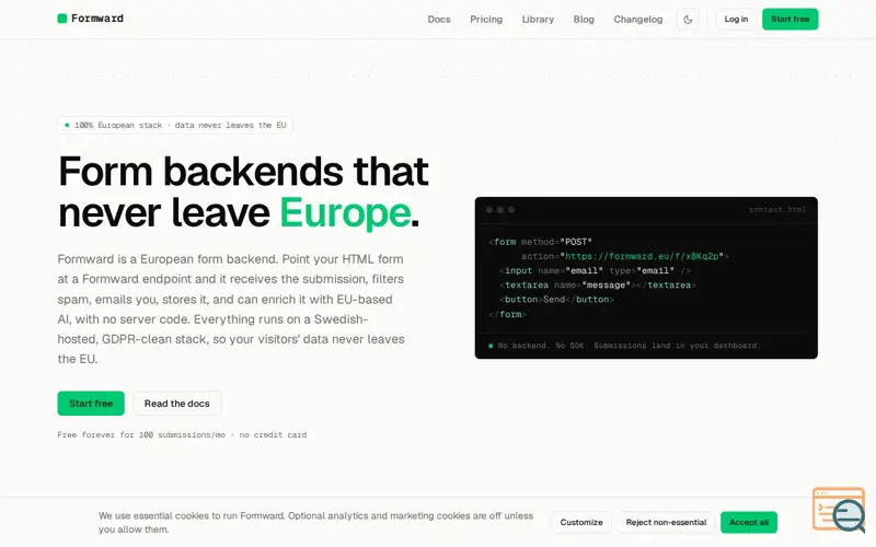 Screenshot of Formward