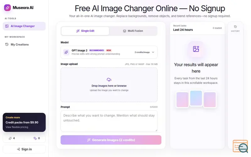Screenshot of Museora AI