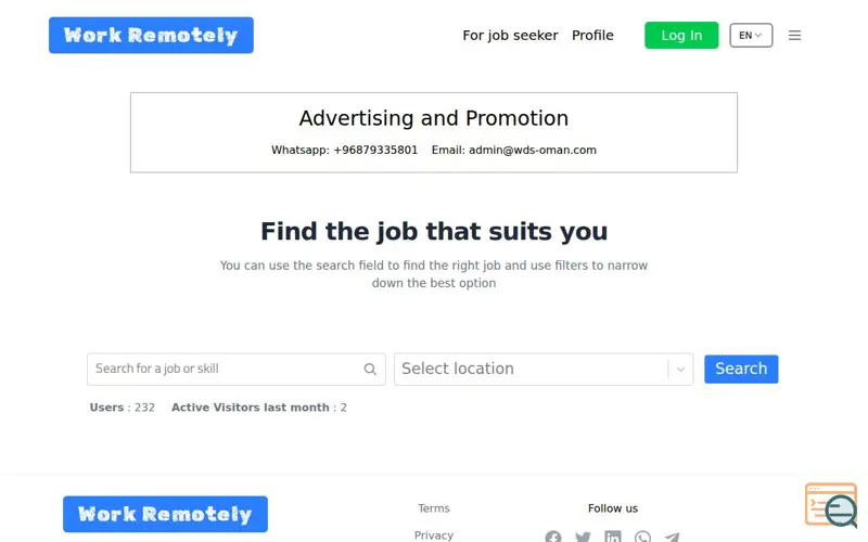 Screenshot of Work Remotely