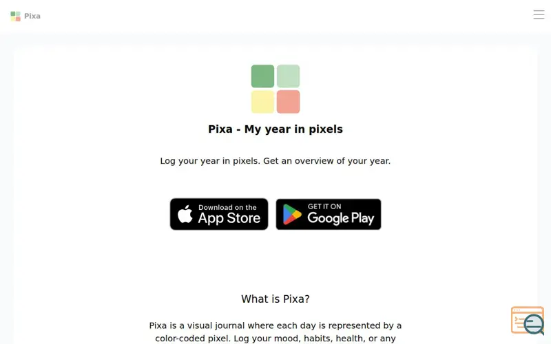 Screenshot of Pixa - My Year in Pixels