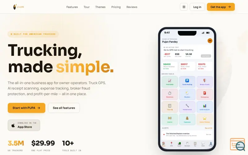 Screenshot of PUPA (PupaOS), a launch using Google Fonts