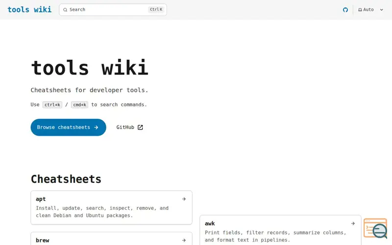 Screenshot of tools wiki