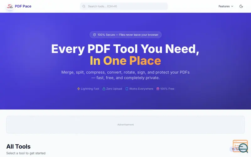 Screenshot of PDF Pace — Free Online PDF Converter