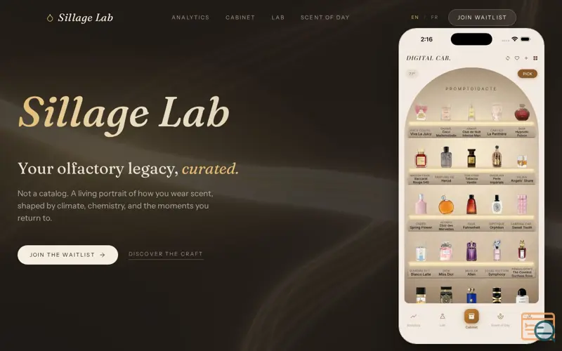 Screenshot of Sillage — Fragrance Collection & Climate-Aware Guidance
