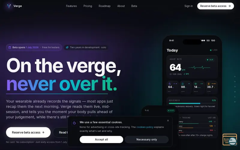 Screenshot of Verge
