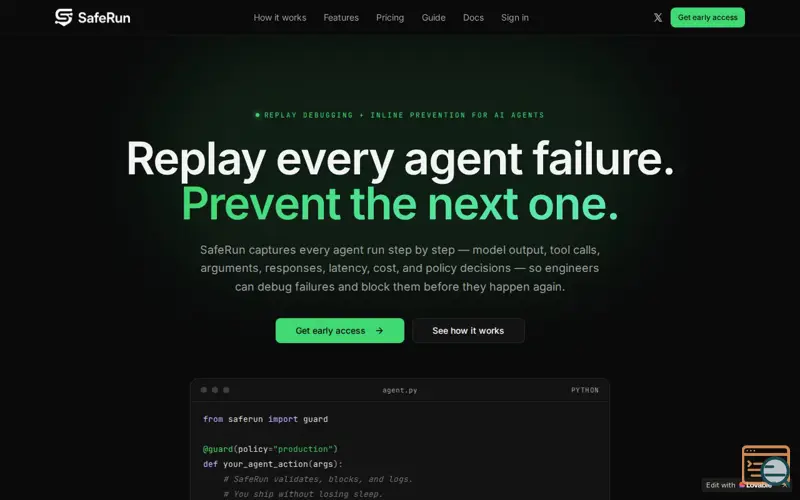 Screenshot of SafeRun