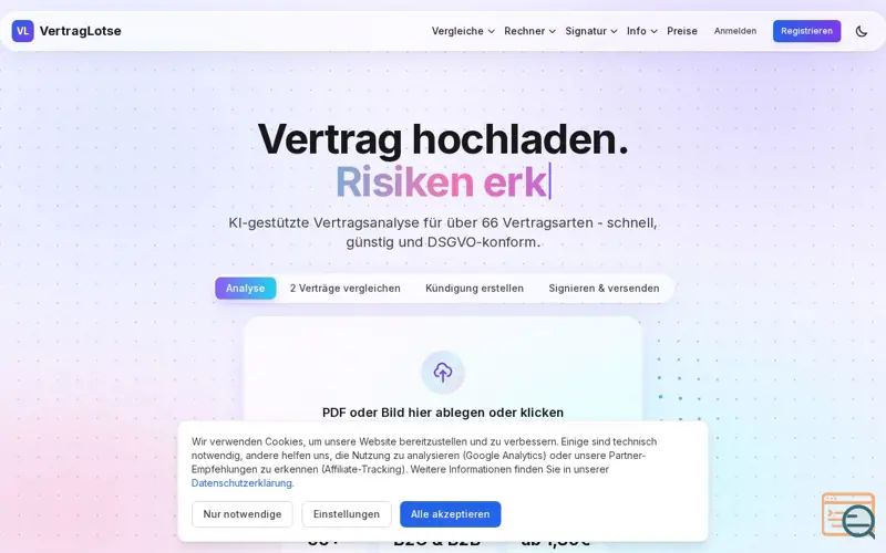 Screenshot of VertragLotse