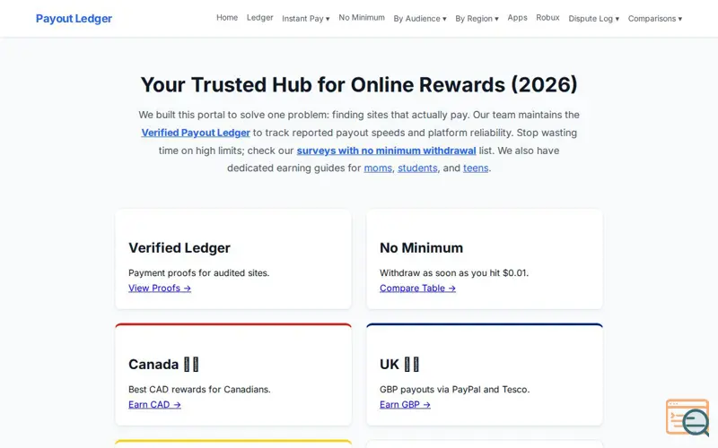 Screenshot of surveypayoutwatch