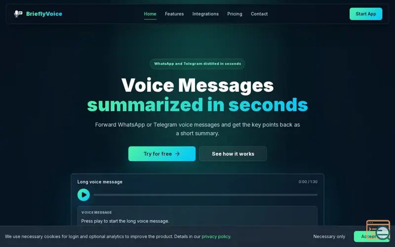 Screenshot of BrieflyVoice