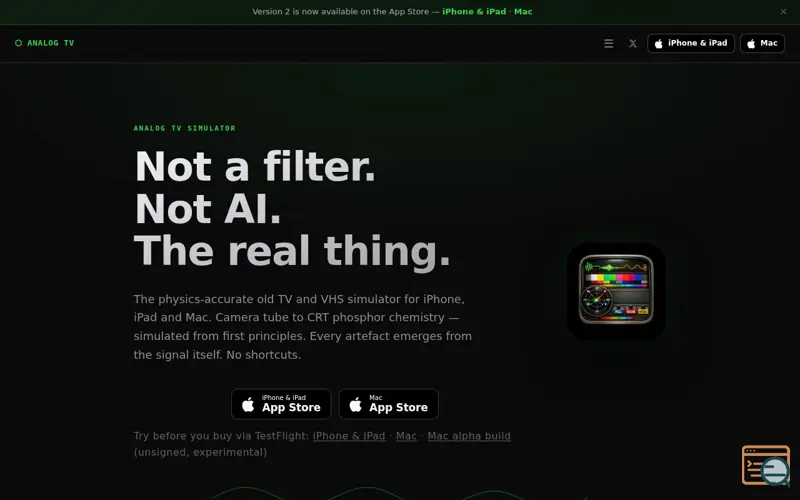 Screenshot of Analog TV Simulator