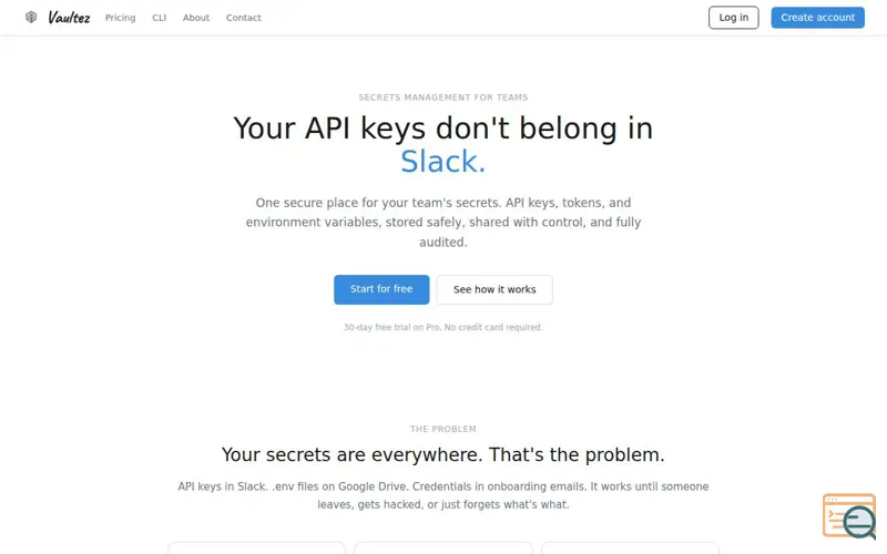 Screenshot of Vaultez -- Secret Management