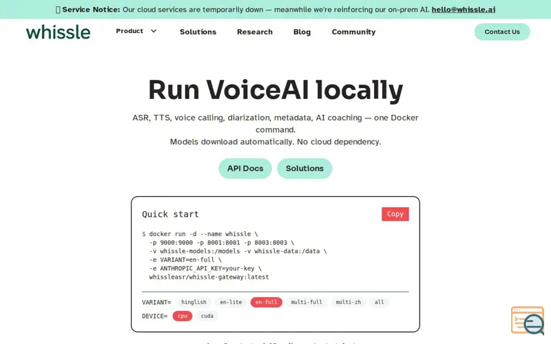 Screenshot of Whissle Gateway