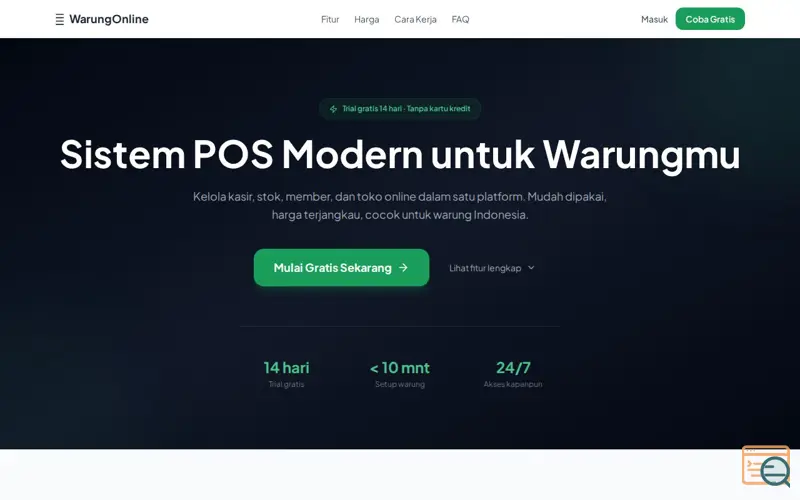 Screenshot of Warung Online POS, a launch using Rumahweb DNS