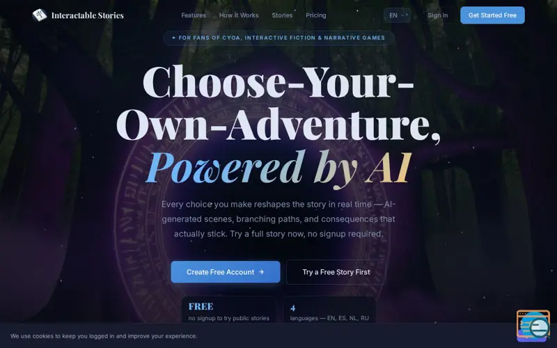 Screenshot of Interactable Stories, a launch using Chatwoot