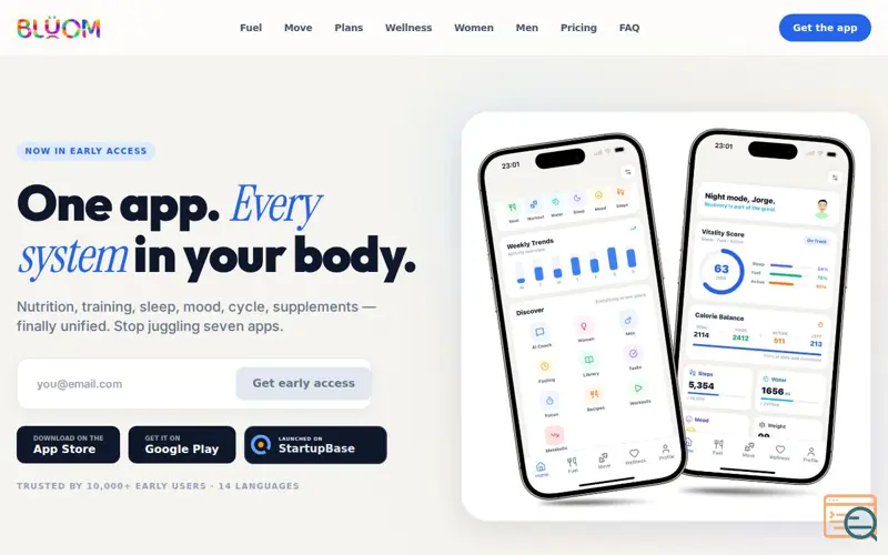 Screenshot of Health and Fitness Bluom