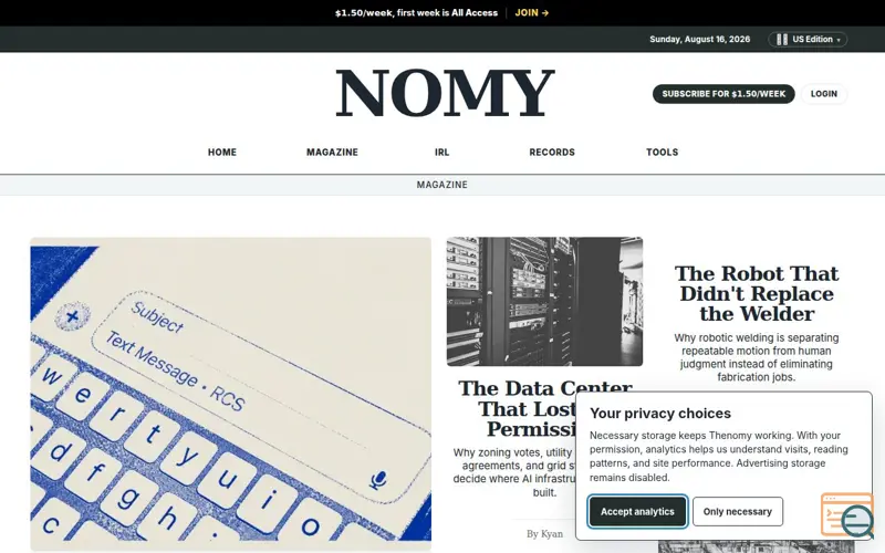 Screenshot of Nomy — Intelligence for builders