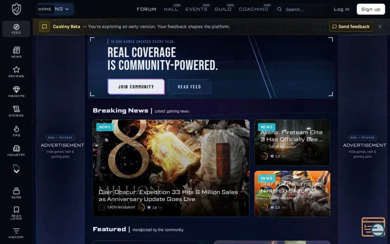 Screenshot of Castiny, a launch using Dailymotion