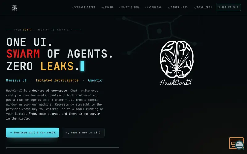 Screenshot of HashCortX