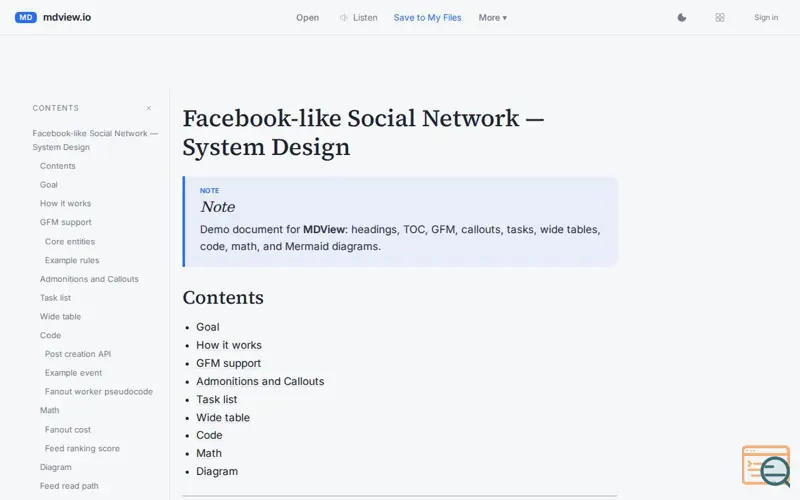 Screenshot of Mdview.io