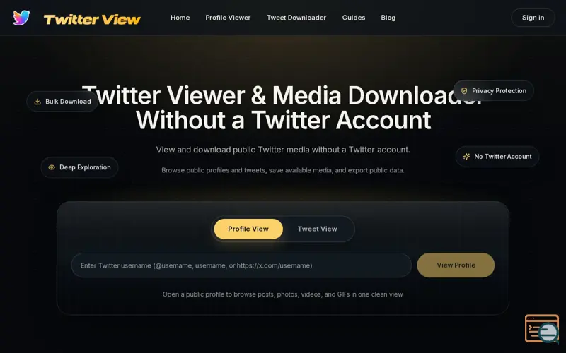 Screenshot of Twitter Viewer & Downloader Without a Twitter Account