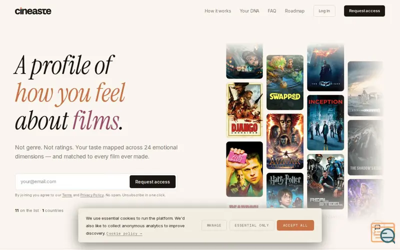 Screenshot of Cineaste