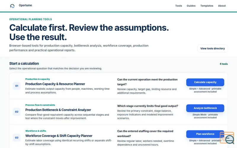 Screenshot of Operlume | Tools, Reports & Operations