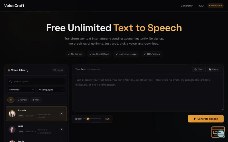 Screenshot of VoiceCraft