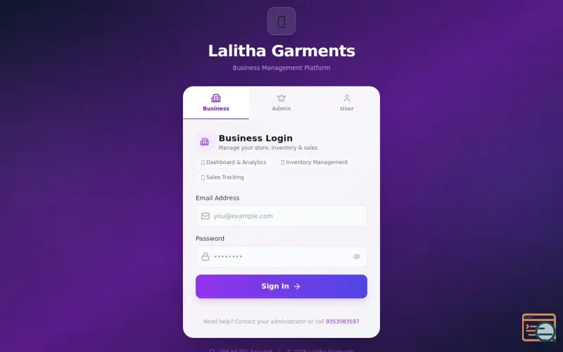 Screenshot of Lalitha Garments
