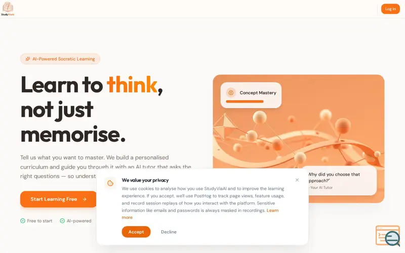 Screenshot of StudyViaAI