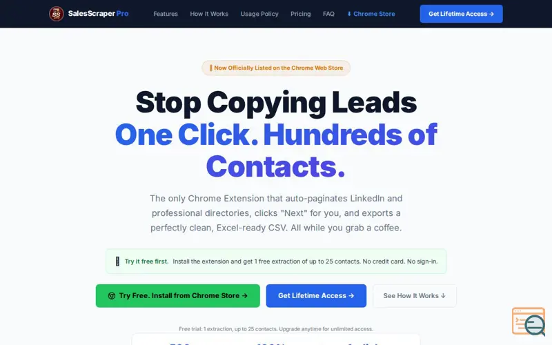 Screenshot of SalesScraper Pro