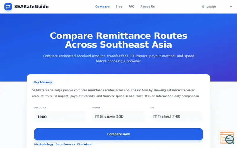 Screenshot of SEARateGuide