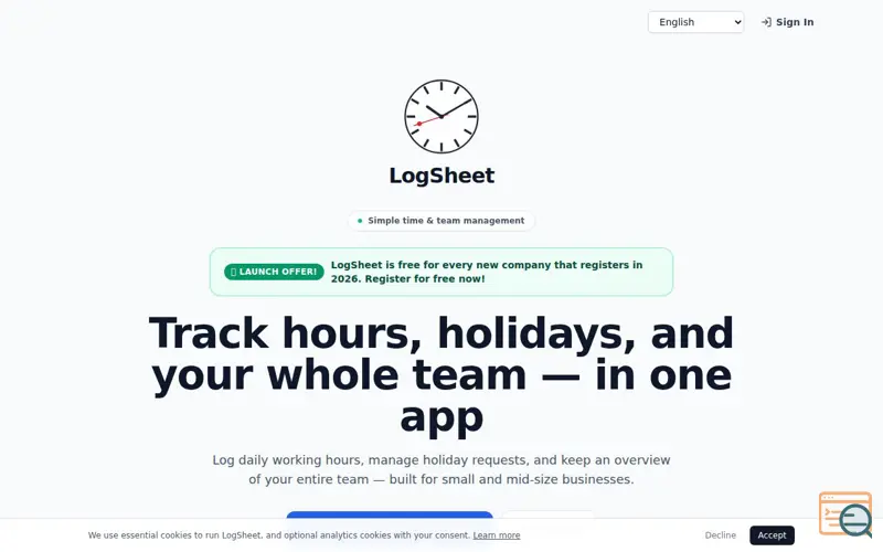 Screenshot of LogSheet